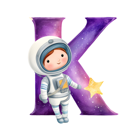 (369-08) Space Galaxy Astronaut Monogram Letter All Letters A-Z