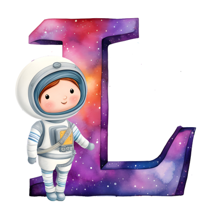 (369-08) Space Galaxy Astronaut Monogram Letter All Letters A-Z