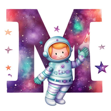 (369-08) Space Galaxy Astronaut Monogram Letter All Letters A-Z