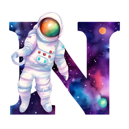 (369-08) Space Galaxy Astronaut Monogram Letter All Letters A-Z