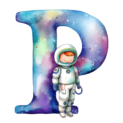 (369-08) Space Galaxy Astronaut Monogram Letter All Letters A-Z