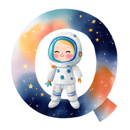 (369-08) Space Galaxy Astronaut Monogram Letter All Letters A-Z