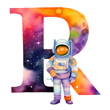 (369-08) Space Galaxy Astronaut Monogram Letter All Letters A-Z