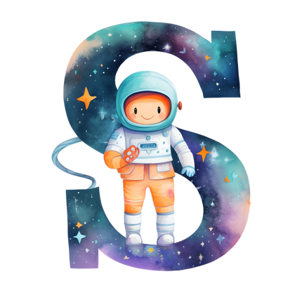 (369-08) Space Galaxy Astronaut Monogram Letter All Letters A-Z