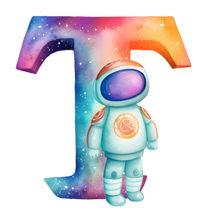 (369-08) Space Galaxy Astronaut Monogram Letter All Letters A-Z