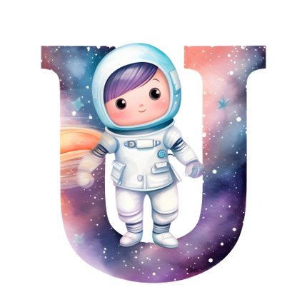(369-08) Space Galaxy Astronaut Monogram Letter All Letters A-Z