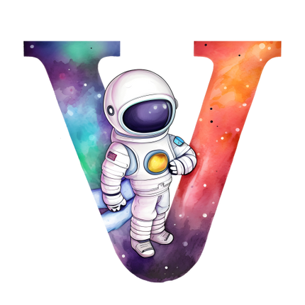 (369-08) Space Galaxy Astronaut Monogram Letter All Letters A-Z