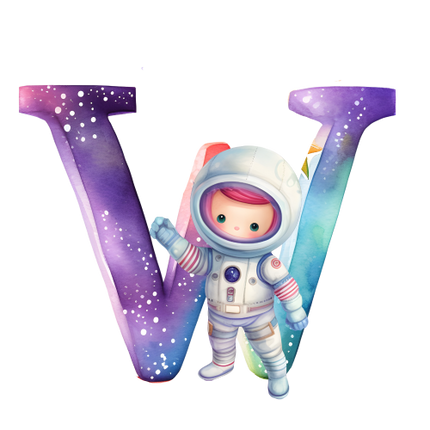 (369-08) Space Galaxy Astronaut Monogram Letter All Letters A-Z