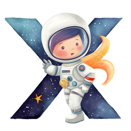 (369-08) Space Galaxy Astronaut Monogram Letter All Letters A-Z