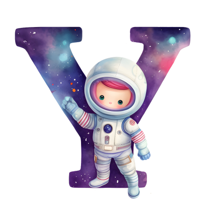 (369-08) Space Galaxy Astronaut Monogram Letter All Letters A-Z
