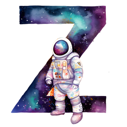(369-08) Space Galaxy Astronaut Monogram Letter All Letters A-Z
