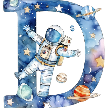 (369-06) Space Galaxy Astronaut Monogram Letter All Letters A-Z