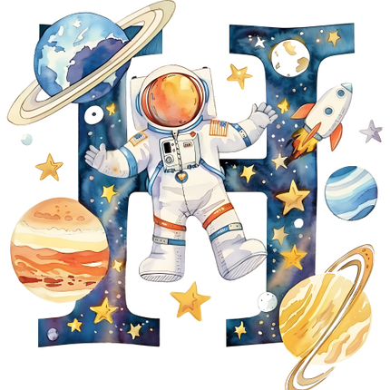 (369-06) Space Galaxy Astronaut Monogram Letter All Letters A-Z