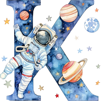 (369-06) Space Galaxy Astronaut Monogram Letter All Letters A-Z