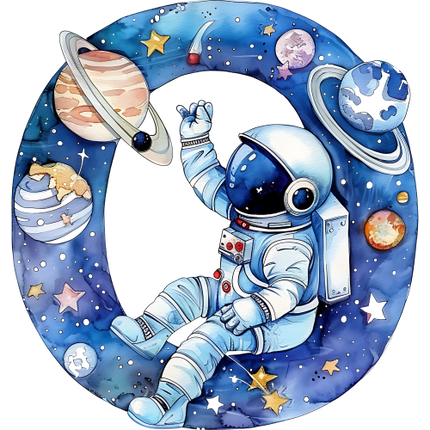 (369-06) Space Galaxy Astronaut Monogram Letter All Letters A-Z
