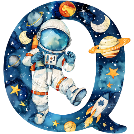 (369-06) Space Galaxy Astronaut Monogram Letter All Letters A-Z