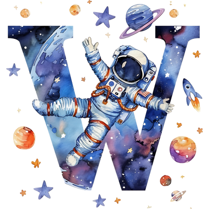 (369-06) Space Galaxy Astronaut Monogram Letter All Letters A-Z