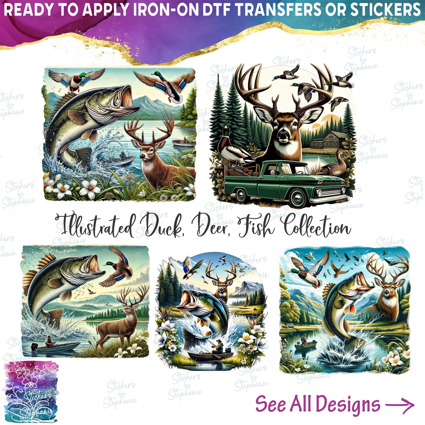 (s374-2) Duck Deer Fish Fishing Collection