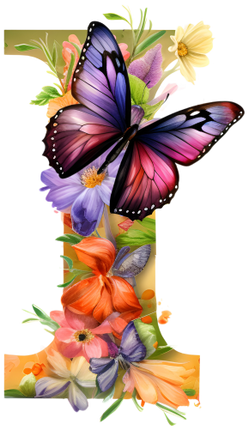 (384-01) Butterfly Floral Flower Monogram Letter All Letters A-Z