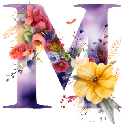 (384-01) Butterfly Floral Flower Monogram Letter All Letters A-Z
