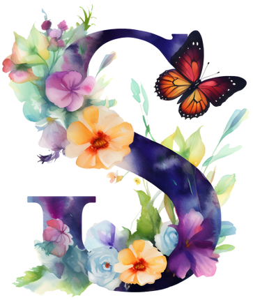 (384-01) Butterfly Floral Flower Monogram Letter All Letters A-Z
