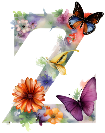 (384-01) Butterfly Floral Flower Monogram Letter All Letters A-Z