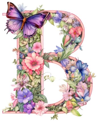 (384-03) Floral Flower Monogram Letter All Letters A-Z