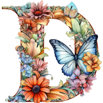 (384-03) Floral Flower Monogram Letter All Letters A-Z