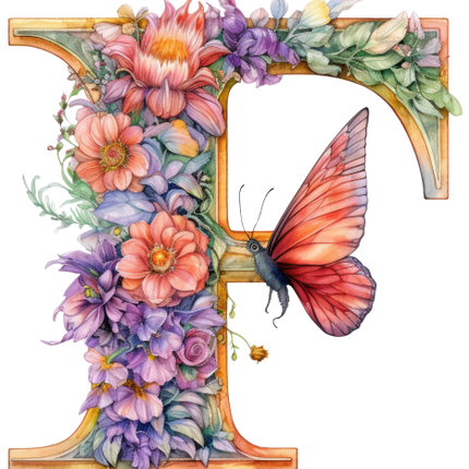 (384-03) Floral Flower Monogram Letter All Letters A-Z