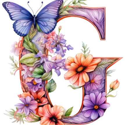 (384-03) Floral Flower Monogram Letter All Letters A-Z