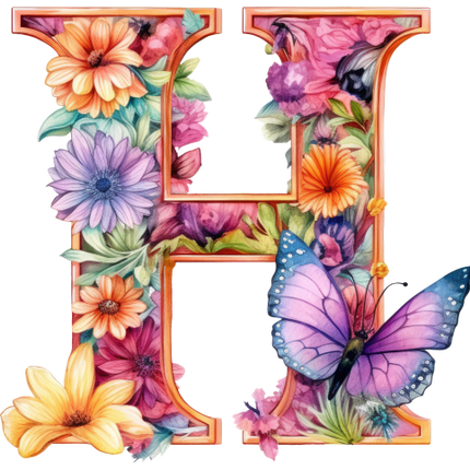 (384-03) Floral Flower Monogram Letter All Letters A-Z