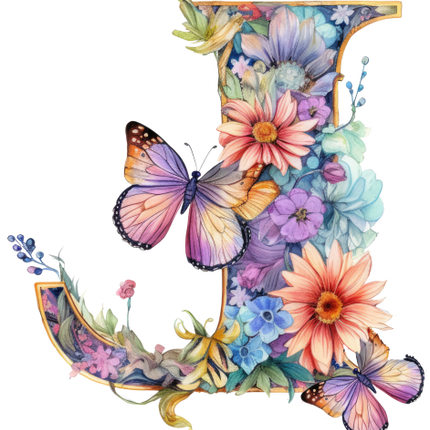 (384-03) Floral Flower Monogram Letter All Letters A-Z