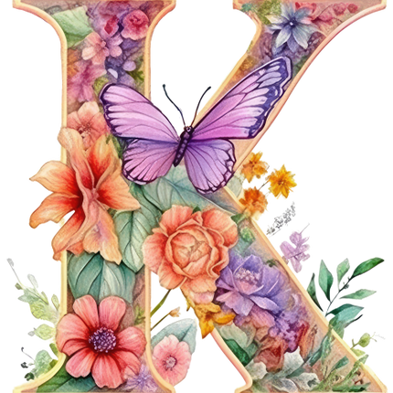 (384-03) Floral Flower Monogram Letter All Letters A-Z