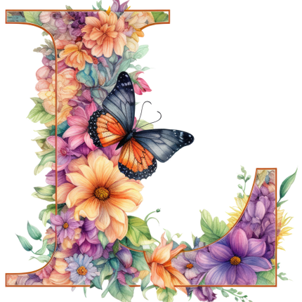 (384-03) Floral Flower Monogram Letter All Letters A-Z
