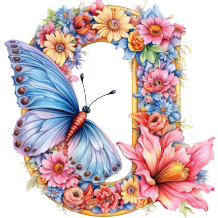 (384-03) Floral Flower Monogram Letter All Letters A-Z