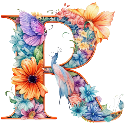 (384-03) Floral Flower Monogram Letter All Letters A-Z
