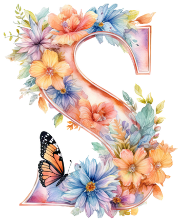 (384-03) Floral Flower Monogram Letter All Letters A-Z