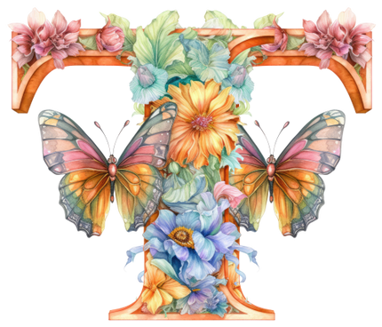 (384-03) Floral Flower Monogram Letter All Letters A-Z