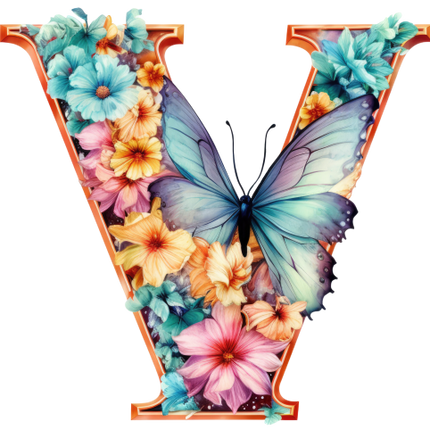 (384-03) Floral Flower Monogram Letter All Letters A-Z
