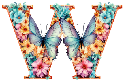 (384-03) Floral Flower Monogram Letter All Letters A-Z
