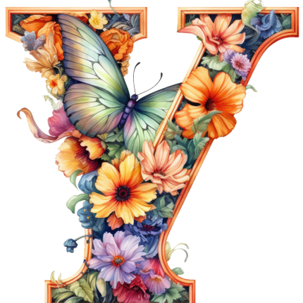(384-03) Floral Flower Monogram Letter All Letters A-Z