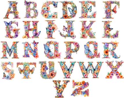 (384-03) Floral Flower Monogram Letter All Letters A-Z