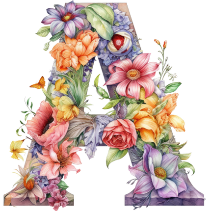 (384-04) Floral Flower Monogram Letter All Letters A-Z