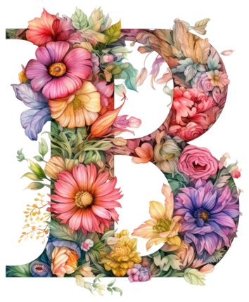 (384-04) Floral Flower Monogram Letter All Letters A-Z