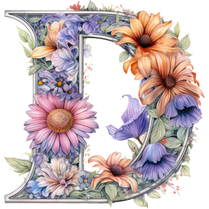 (384-04) Floral Flower Monogram Letter All Letters A-Z
