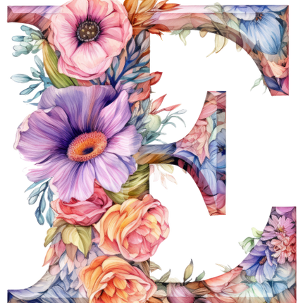 (384-04) Floral Flower Monogram Letter All Letters A-Z