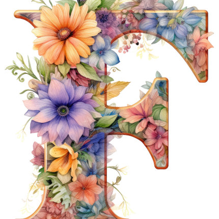 (384-04) Floral Flower Monogram Letter All Letters A-Z