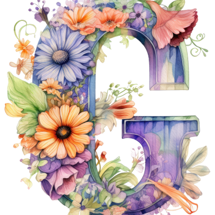 (384-04) Floral Flower Monogram Letter All Letters A-Z