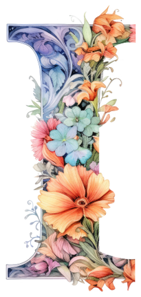 (384-04) Floral Flower Monogram Letter All Letters A-Z