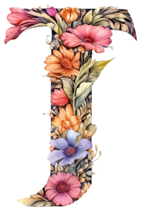 (384-04) Floral Flower Monogram Letter All Letters A-Z